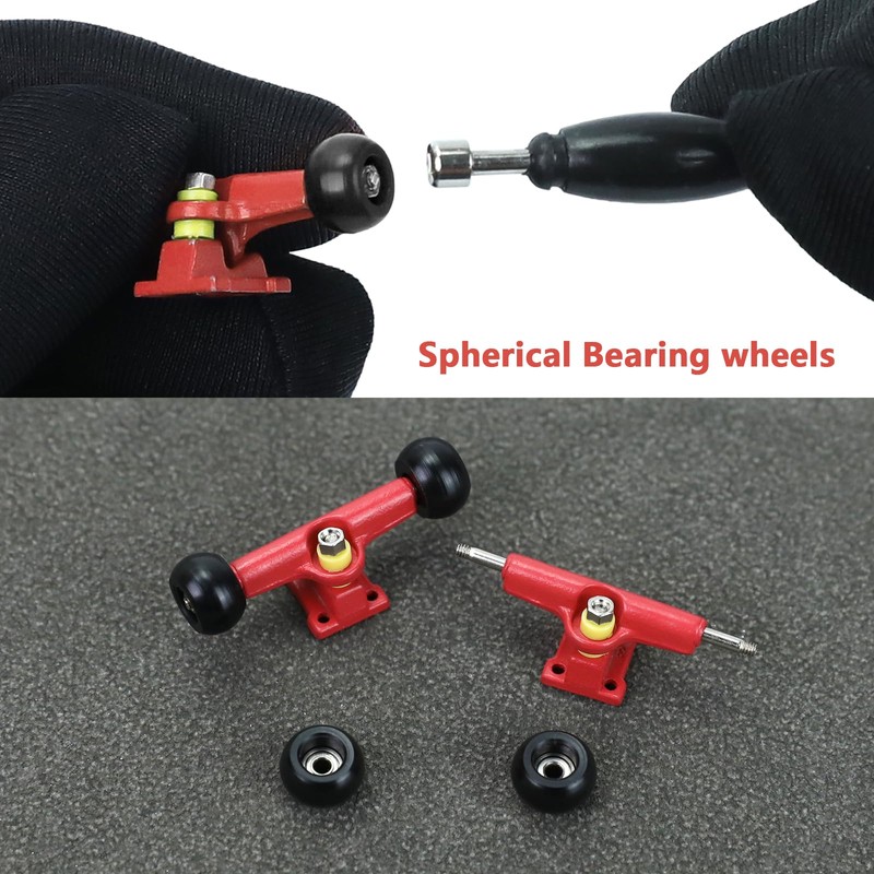 DisplayMore 19PCS Fingerboard Skateboard Bearing Wheels Tool Set, 30mm Red