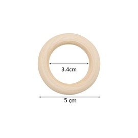 HIGHROCK Wooden Rings, 20 PCS Unfinished Natural Solid Wooden Loops for DIY Crafts, Wood Circles for DIY Craft(Outer Diameter 50mm)