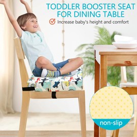3 Colors Toddler Booster Seat for Dining Table With Detachable Cover - Soft Comfortable Breathable Cushion Pad, Portable Kids Seat With Safety Buckles, Non-Slip Washable (Airplane)