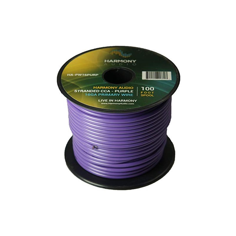 Harmony Audio HA-PW16PURP Primary Single Conductor 16 Gauge Purple Power
