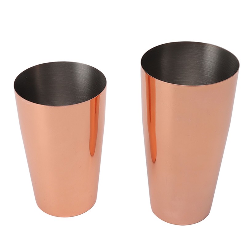 Boston Cocktail Shaker Stainless Steel Rose Gold Glossy Surfaces Leakproof