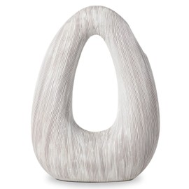 Torre & Tagus White Donut Vase for Flowers - 11 Inch Tall Textured Vases for Centerpieces, Sculptures Home Decor & Abstract Sculptures Home Decor for Shelf Decor Aesthetic (Alma White Flower Vase)