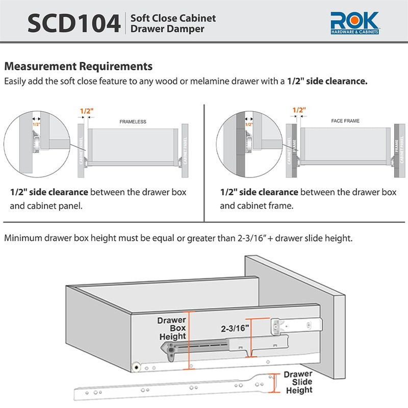 10-Pack Rok Hardware Soft Close for Wood Drawers/Soft Close Drawer
