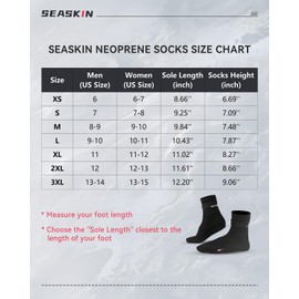 Seaskin Neoprene Socks, 3mm Beach Volleyball Sand Soccer Wetsuit Socks (Black, Large)