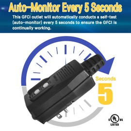 EP GFCI Replacement Plug Assembly, Auto Reset, 15 Amp, 3 Prongs, UL Listed - for Power Pressure Washer, Pool Pump, Hair Dryer, Waterproof, Black