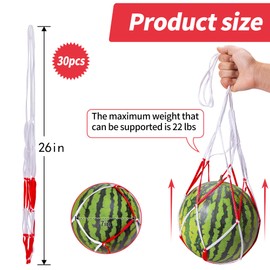30 Packs Watermelon Hammock Mesh Bags-2 Colors Melon Hanging Net Bag-Heavy Duty Trellis Hammock Net for Watermelon,Pumpkin and Cantaloupe