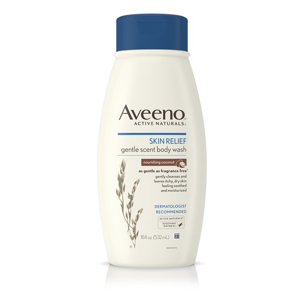 Aveeno Body Wash Skin Relief Nourishing Coconut 18 Ounce (532ml) (6 Pack)