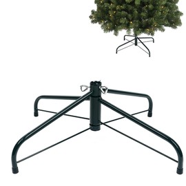 Metal Christmas Tree Stand 16 Inch Folding Xmas Tree Stand Base for 1-7.5 Ft Christmas Artificial Tree, Replacement Christmas Tree Holder Fit Under 0.9 Inch Pole Xmas Tree