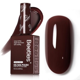 Beetles Dark Red Gel Polish- 15ML Hema-Free Dark Maroon Wine Red Gel Nail Polish High Gloss Soak Off Merlot Wine Fall Uv Nail Polish Manicure Salon Color Bottle 0.51 Fl Oz