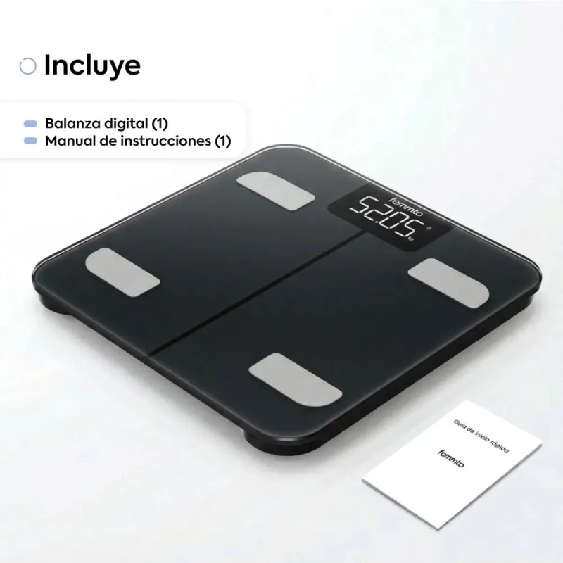 Bascula Bioimpedancia Corporal Digital Personal Inteligente Bluetooth Femmto 180 Kg