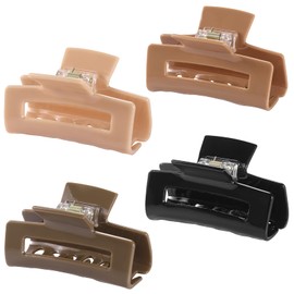4 Pack 3 Inch Hair Claw Clips for Women, Medium Rectangle Acetate Jaw Clips, Strong Hold Non-Slip Hair Accessories for Girls (Solid)