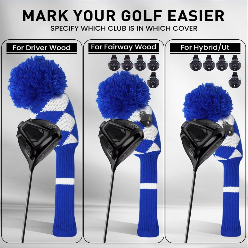 Golf Club Head Covers - Golf Headcover Set Golf Head