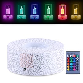 Light Base for Glass Art- Crack Lighting with Touch-Controlled,Remote Control,Color Changes,Multi-Function and Groove Design,Display Stand Base Light for Display,Crystal Ball,Glass art(2.67in X 1.1in)