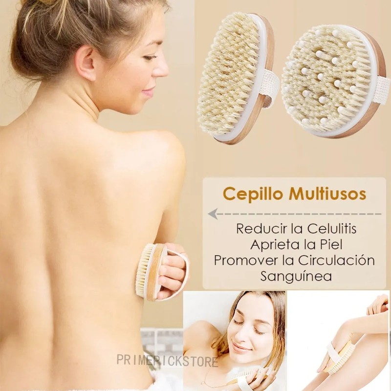 4pcs Cepillo Corporal De Cerdas Natural Exfolia Piel Muerta