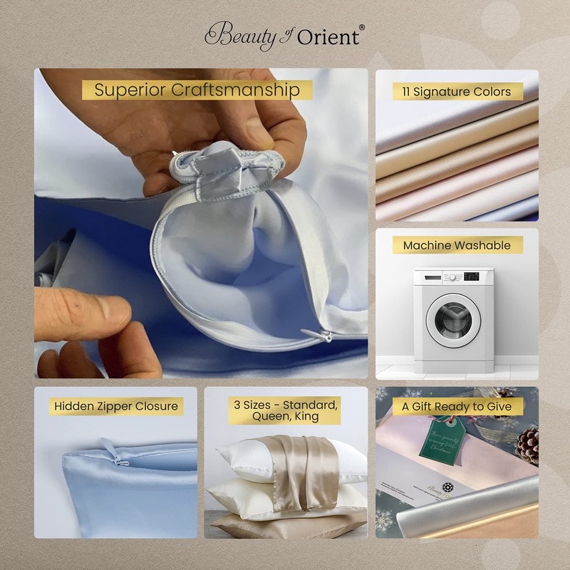 Beauty of Orient 25 Momme Premium Mulberry Silk Pillowcase for