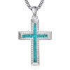 ADMETUS Silver Cross Necklaces for Men Sterling Silver Western Turqupise