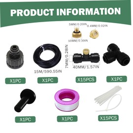 Misters for Outside Patio 49ft Flexible Cooling Misting System with 15 Mist Nozzles for Garden Drip Irrigation Fan Deck Canopy Park