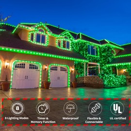 50ft LED Rope Lights Outdoor, 360 LED Connectable and Flexible Tube Lights with 8 Modes, Waterproof LED Rope Lighting for Garden, Patio, Pool, Bedroom, Party, Indoor Outdoor Christmas Decor (Green)
