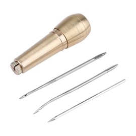 3 Needles Sewing Awl Copper Handle Sewing Awl Leather Shoe Repair Tool Kit Hand Stitcher Tailor's Awls for Leather Canvas Bag Heavy Fabric