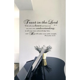 Bible Verse Prayer Wall Stickers, Trust in The Lord with All Your Heart .Proverbs 3:5-6 Christian Scripture Wall Decals, Quotes Religious Letters Wallpaper Mural for Livingroom