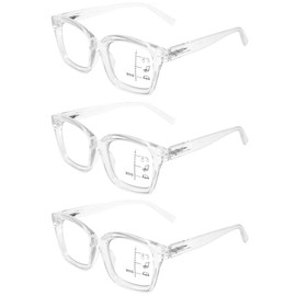 HIYANJN 3 Pack Progressive Multifocal Reading Glasses for Women Men Oprah style Blue Light Blocking Spring Hinger Readers