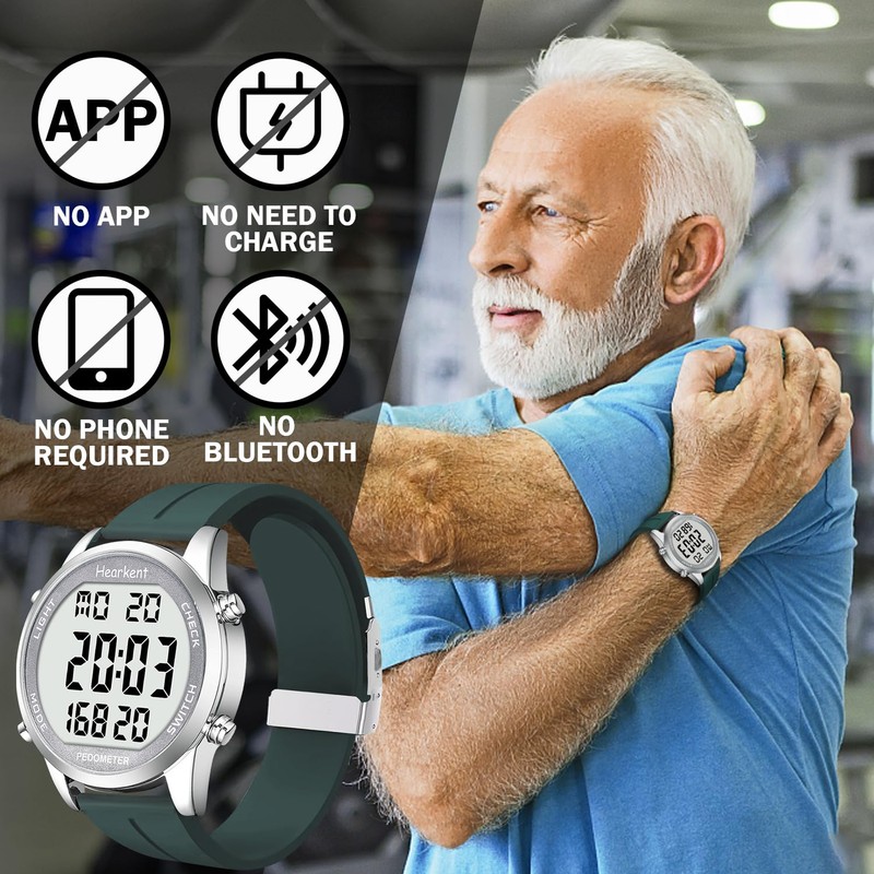 Pedometer Watch for Walking for Senior Non Bluetooth No App