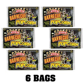 KICKIN' BBQ Microwave Popcorn Bags - 6 Pack - Ultimate Barbecue Gourmet Popcorn Gift - Makes a Great Movie Theater Popcorn or Snack Food for Movie Night