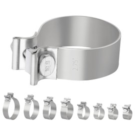 Swpeet 1Pc 2.8 Inches Exhaust Clamp Narrow Band, Stainless Steel Butt Joint Band Clamp Sleeve Coupler, Universal Joint Exhaust Pipe Muffler Clamp Band Ideal for Exhaust System