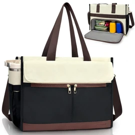 PASMAN Lunch Bag for Women with 15.6" Laptop Compartment, Insulated Tote Bag, Waterproof Work Tote with 40oz Side Pockets