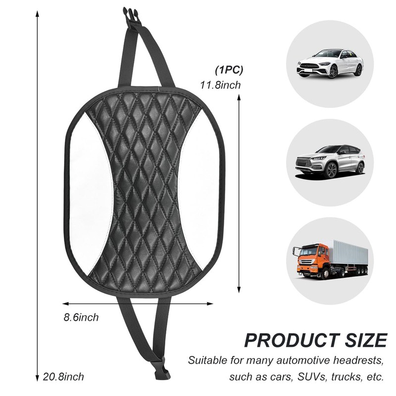 BWBWND Car Headrest Cover, Soft Leather Auto Seat Head Rest