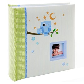 Kusso Childrens Photo Album Blue Sleepy Owl Design 200 Photos 6x4 Inch / 10x15cm PERSONALISE with a Favourite Photo for Babies Toddlers and Kids
