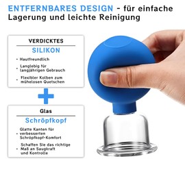 Heining Cupping Glasses with Silicone Suction Ball, Cupping Face Set of 4