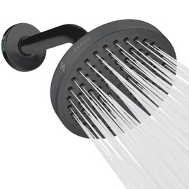 SparkPod Cabezal de ducha de lluvia de 6 pulgadas con brazo de ducha de 6 pulgadas – Lluvia de alta presión – Aspecto moderno de lujo – Instalación sin herramientas sin complicaciones en 1 minuto (Gris Carbón)