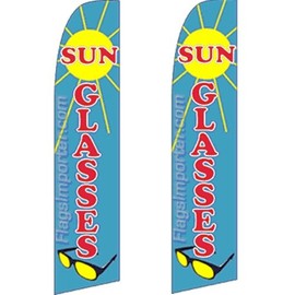 2 Swooper Flutter Feather Flag SUN GLASSES Sunglasses Blue Red Yellow