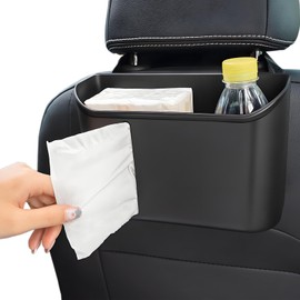 HIAHXC Car Tissue Holder, Universal Plastic Back Seat Organiser Hanging Tissue Boxes Multifunctional Drink Holder for Car Accessories(Black)