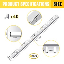 Adjustable Shelf Bracket 40 Inch 8 Pack Silver Shelf Pilaster Strips Shelf Rail Shelf Track Adjustable Wall Shelves Shelf Standards and Supports for Cabinet Closet Organization