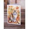 Ragamuffin Cat in Fall Leaves Greeting Cards Pack of 8