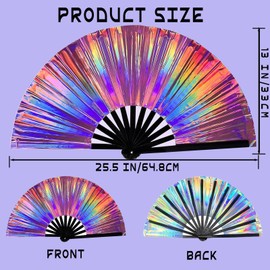 Boots on the Ground Fans for Line Dancing, 2025 New Laser Colors Line Dance Popping Fan, Large Folding Hand Fan for Dancing, Foldable Decorative Handheld Fan (c26)