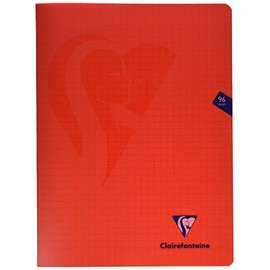 Clairefontaine - Ref 333361C - Mimeys Side Stapled Notebook (96 Pages) - A4+ Size, Polypro Cover, 90gsm Brushed Vellum Paper, Séyès Ruling - Red Cover