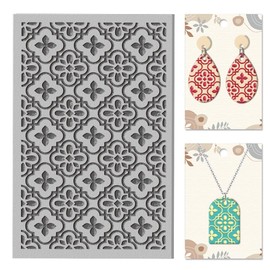 CHGCRAFT Kachel Barock Muster Ton Textur Matte Retro Floral Polymer Clay Textur Blätter DIY Tools für Ton Töpferei Ohrring Schmuck machen Stempel Gravur Maschinen, 3,9x2,6 Zoll