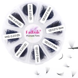 Pre Made Fan Eyelash Extensions 12D 0.07mm D Curl 1000pcs Promade Loose Fans Lashes 9-16mm Mixed Tray Pre Fanned Russian Lashes Handmade Premade Lash Fans Loose