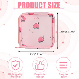 Heyu-Lotus 4 Pcs Sanitary Pad Storage Bag, Sanitary Bags, Period Bag with Zipper, Portable Period Bag for School, Small Storage Bag for Female Girls