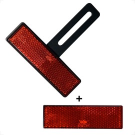 evermotor Universal Motorcycle E4 Reflector Rear Narrow Red with Short T-Holder License Plate Rear Reflector Cat's Eye Scooter Quad E-Approved