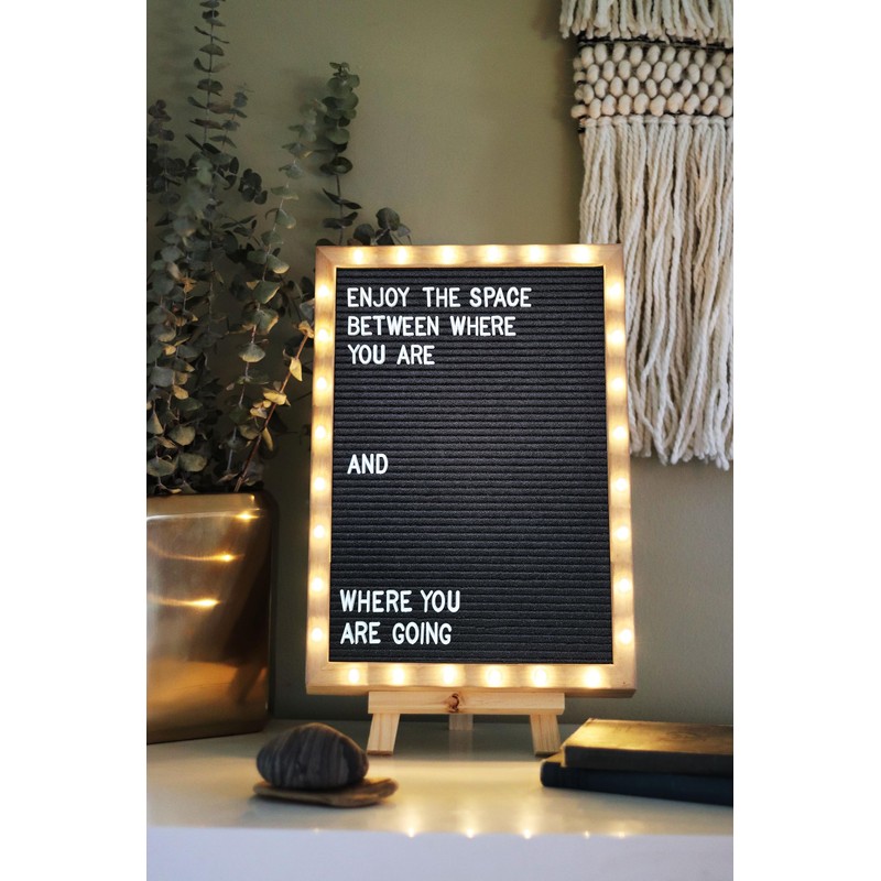 Letter Board THE ORIGINAL Black Felt Board with Stand, Built-in