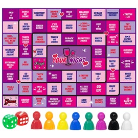 MIWOGA Adult Drinking Games for Parties, Rubber Mat Board Game, Funny Party Interactive for Game Night, Graduation Party, Birthday, Couple, Family Play or Any Occasion, Age 21+, 2-8 Players(Pink)