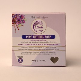 i-Yush Naturals: Handmade, Vegan & Cold-Pressed Hand & Body Soap Bar – Ayurvedic Moisturizing Organic Bar Soap for Face and Every Skin Type – All Natural Soap Bars for Men & Women (Royal Saffron and Rich Sandalwood Pack of 3)