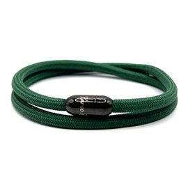 KAROO EARTH JEWELLERY Rope Bracelet | Unisex Braided Paracord Nautical Double Wrap Bracelet with strong Magnetic Clasp | Waterproof surfer bracelet (Small Wrist Size (16-18cm), Green Black Clasp)