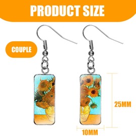 Van Gogh Painting 'Sunflowers' Sunflower Earrings Brand Jewelry Famous Artist Collection Stud Earrings Craft Gifts, Stainless Steel, No Gemstone