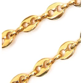 Tendenze-Italy Coffee Bean Necklace 18 Carat Doublé 7 mm Length 80 cm Men's Chain Gold Chain Women's Gift Jewellery, Doublé