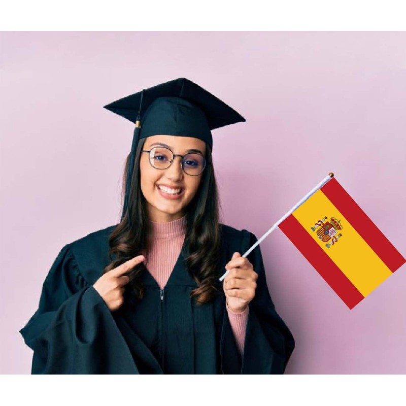 Pack of 25 Spain Handheld Flag, Spanish Decor Hand Held